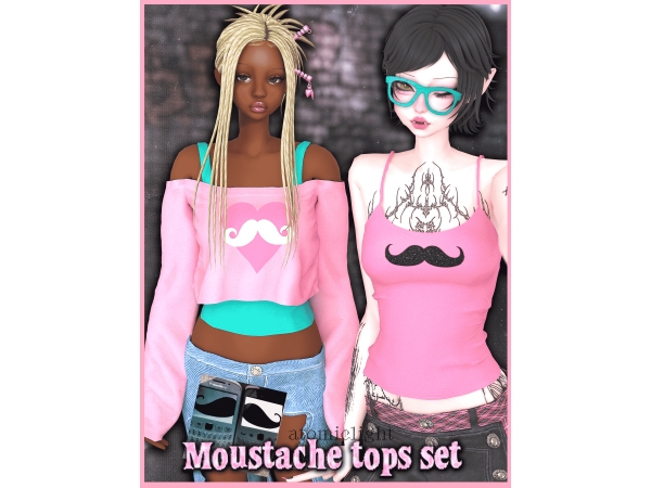 Mix Moustache top set - The Sims 4 Custom Content