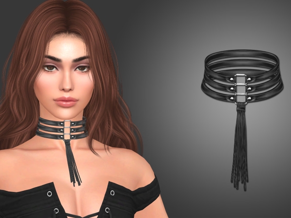 Alpha Leather Straps Choker - The Sims 4 Custom Content