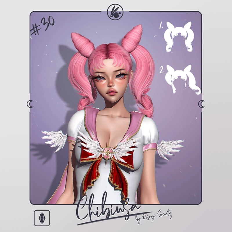 Alpha Chibiusa PACK (2 Hairs) - The Sims 4 Custom Content