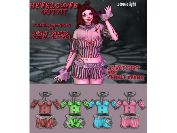 Alpha Sewer Clown Cute circus - The Sims 4 Custom Content