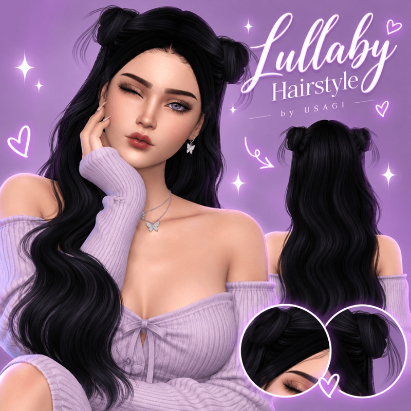 Alpha Lullaby Hair Left - The Sims 4 Custom Content
