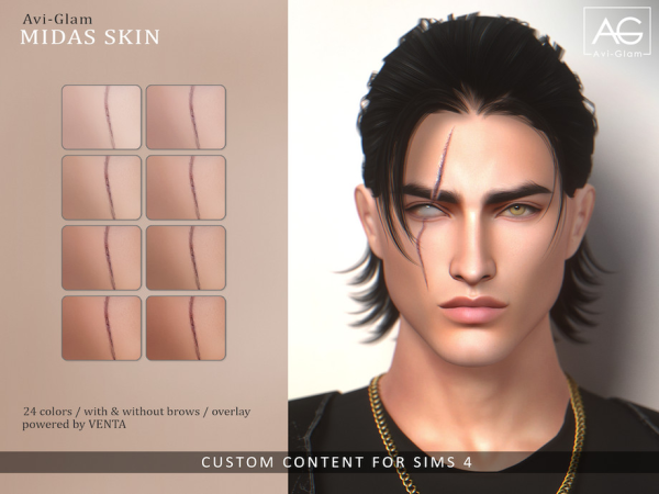 Sims 4 Avi-Glam - Midas Skin and Overlay by VentaStudio