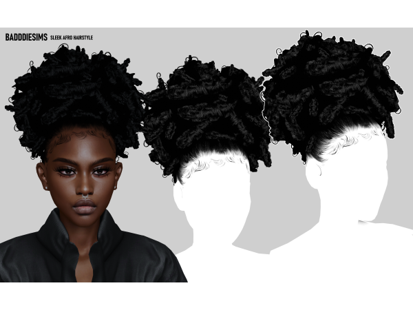 Alpha SLEEK AFRO HAIRSTYLE by BadddieSims - The Sims 4 Custom Content