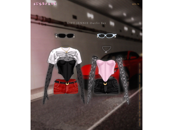 Alpha [SUNBERRY 2574] Jennie Outfit GIFT SET - The Sims 4 Custom Content