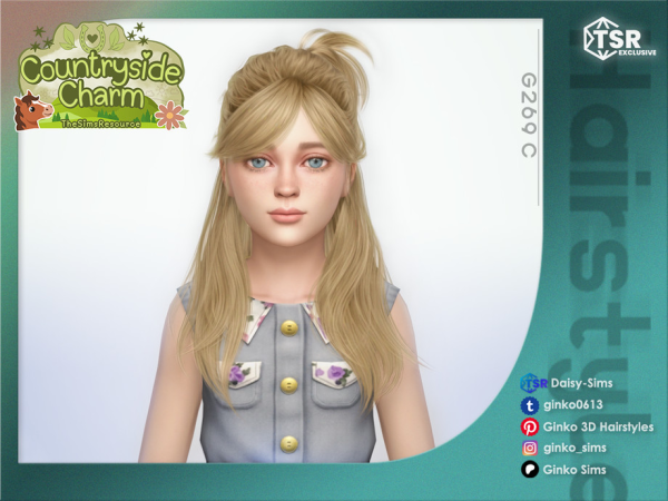 Alpha Half updo Hair for Children Countryside Charm Collection Sims by Daisy - The Sims 4 Custom Content