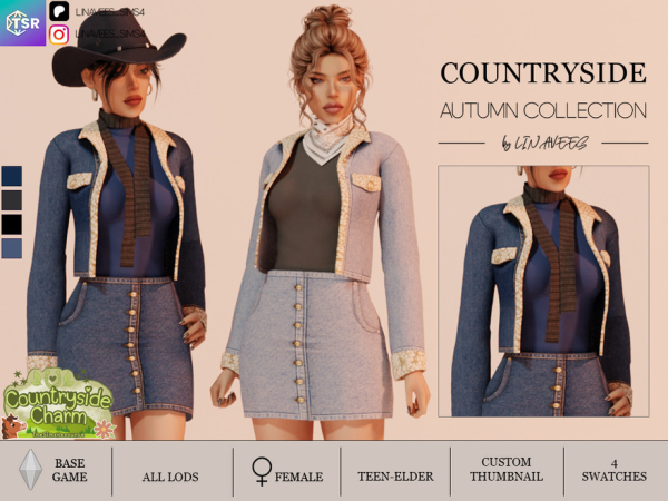 Alpha COUNTRYSIDE CHARM DENIM JACKET AND SWEATER by linavees - The Sims 4 Custom Content