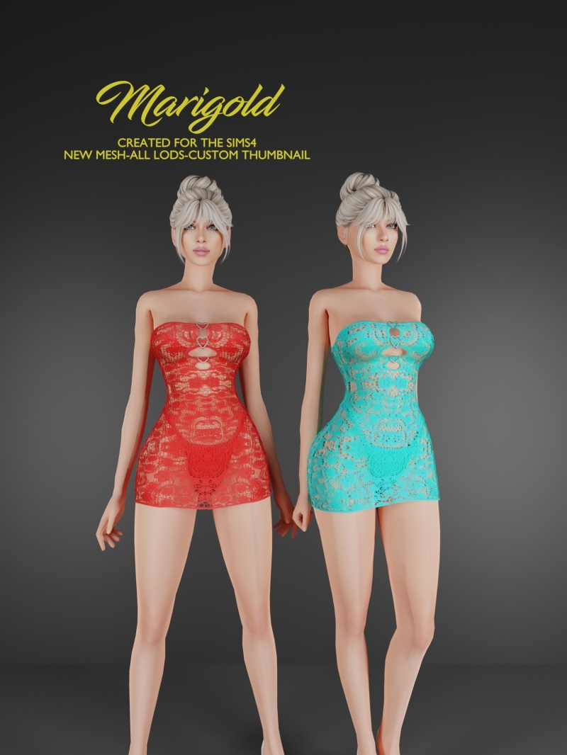 Alpha MARIGOLD TS4_ALANA LINGERI DRESS by marigoldsims - The Sims 4 Custom Content
