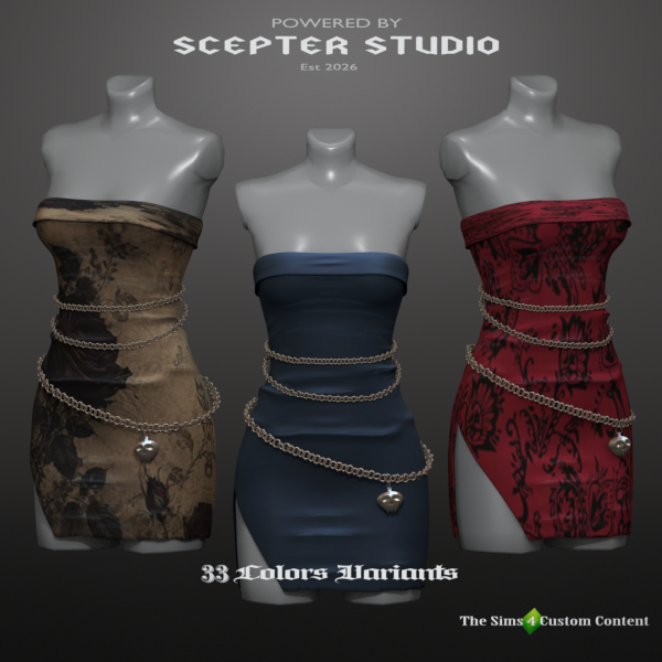 Alpha Ravenna Goth Dress by scepterstudio - The Sims 4 Custom Content
