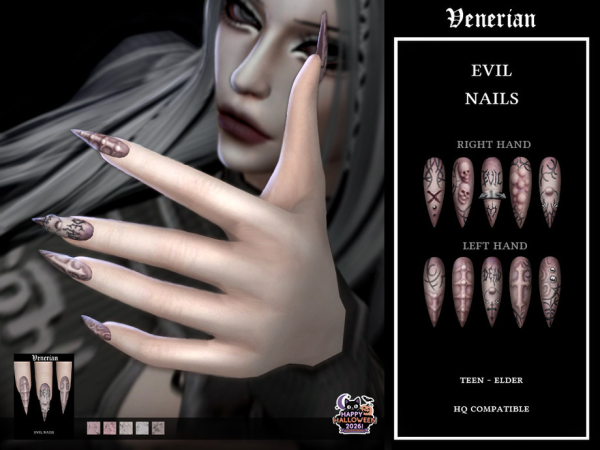 Alpha Evil Nails by Venerian - The Sims 4 Custom Content