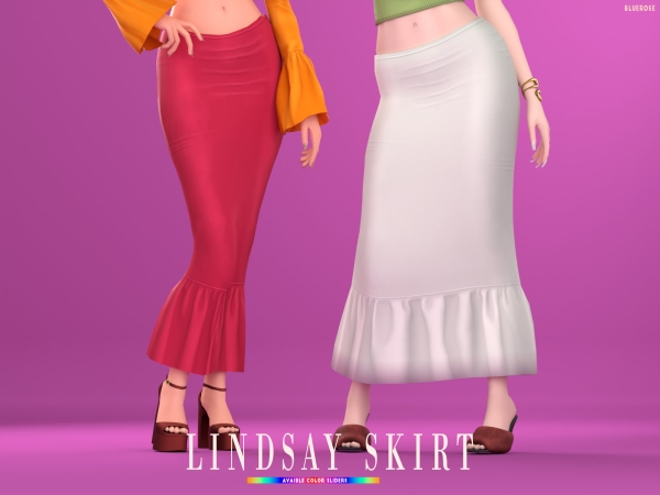 Mix Lindsay Long Skirt Enrique x Bluerose by bluerose-sims - The Sims 4 Custom Content