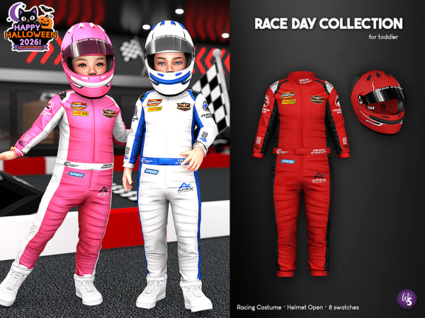 Sims 4 Race Day - Racing Costume and Helmet for toddler by WisteriaSims