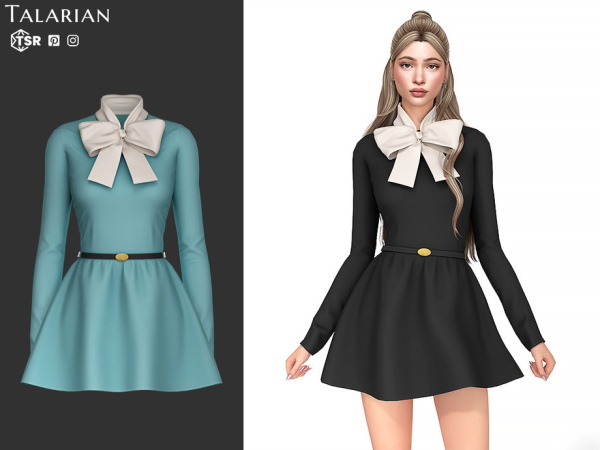 Mix Selene Dress With Oversized Bow And Belt by talarian - The Sims 4 Custom Content