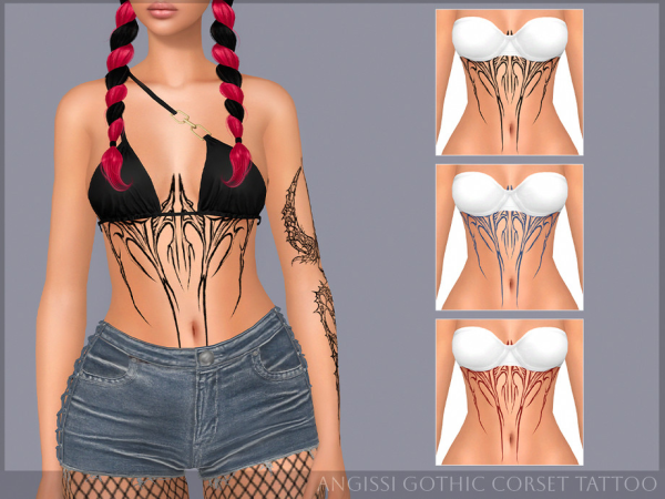 Sims 4 Gothic Corset Tattoo by ANGISSI