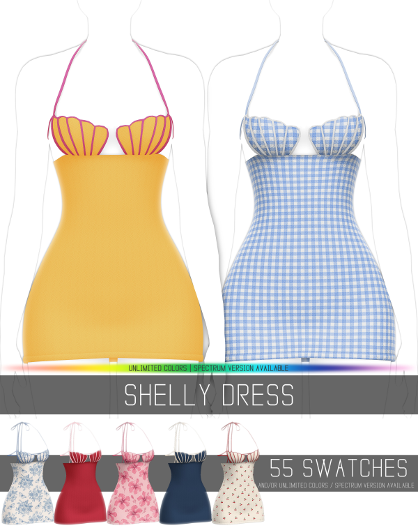 Alpha SHELLY DRESS by simsfinds - The Sims 4 Custom Content