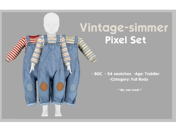 Sims 4 Pixel Dungarees for Toddler by vintage-simmer