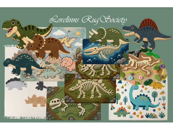 Alpha Dino Rugs by Lorelinn - The Sims 4 Custom Content
