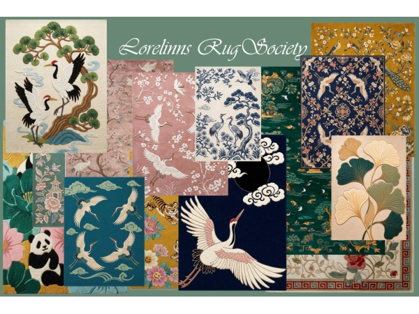 Mix Asian Beauty Rugs by Lorelinn - The Sims 4 Custom Content