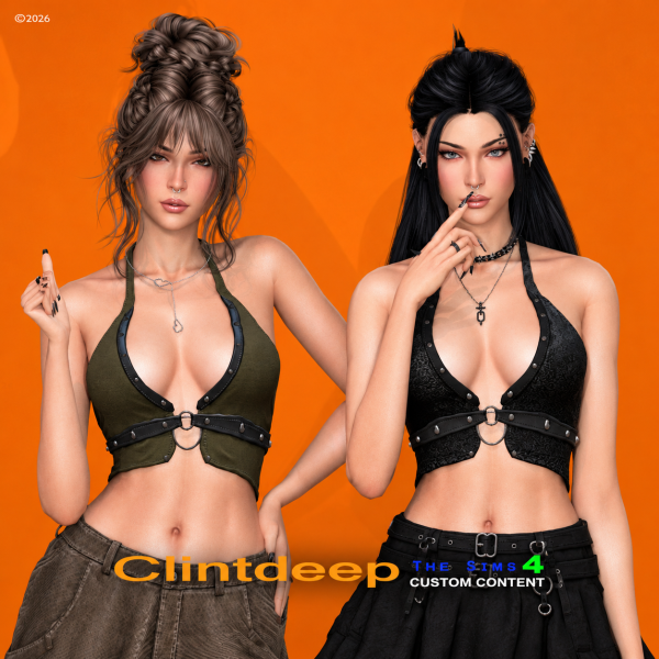 Alpha Clintdeep Allorya Halter Top by clintdeep - The Sims 4 Custom Content