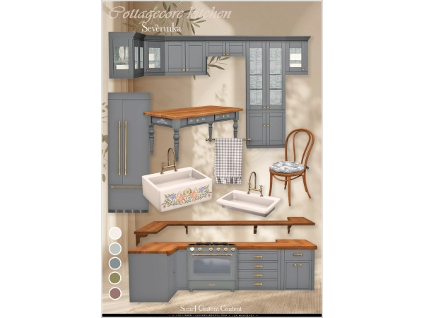 Alpha Cottagecore kitchen by Severinka_ - The Sims 4 Custom Content