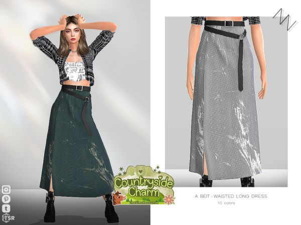 Alpha A BEIT WAISTED LONG DRESS by ZNsims - The Sims 4 Custom Content