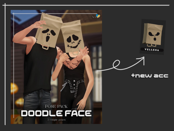 Maxis Match Doodle Face Bag Hat Pose Pack by simsfinds - The Sims 4 Custom Content