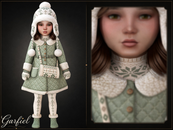 Alpha Toddler Cozy knit neck warmer with Nordic snowflake pattern by Garfiel - The Sims 4 Custom Content