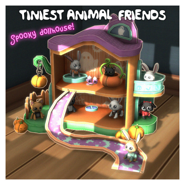 Maxis Match Tiniest Animal Friends A Spooky Dollhouse by simsfinds - The Sims 4 Custom Content