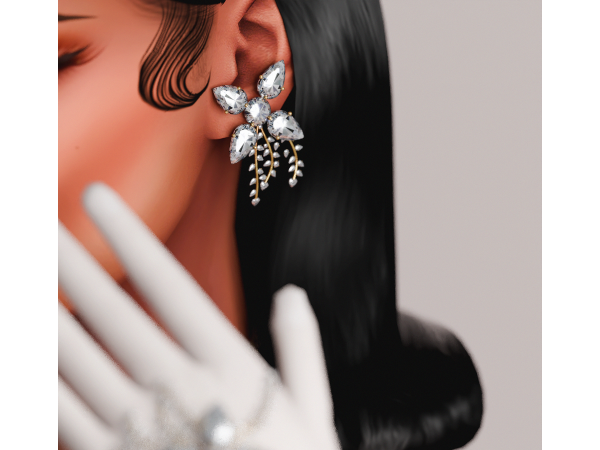 Alpha MablyStore Earring Leaf - The Sims 4 Custom Content