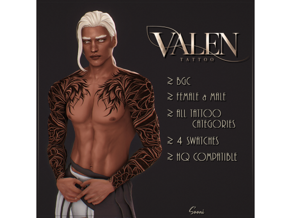 Sims 4 Valen Tattoo by soonioo