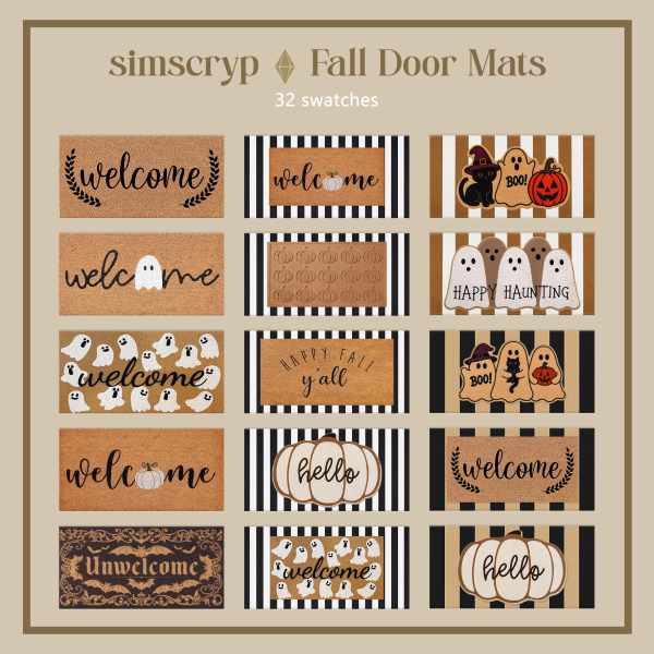 Alpha Simscryp Fall Door Mats by simsfinds - The Sims 4 Custom Content