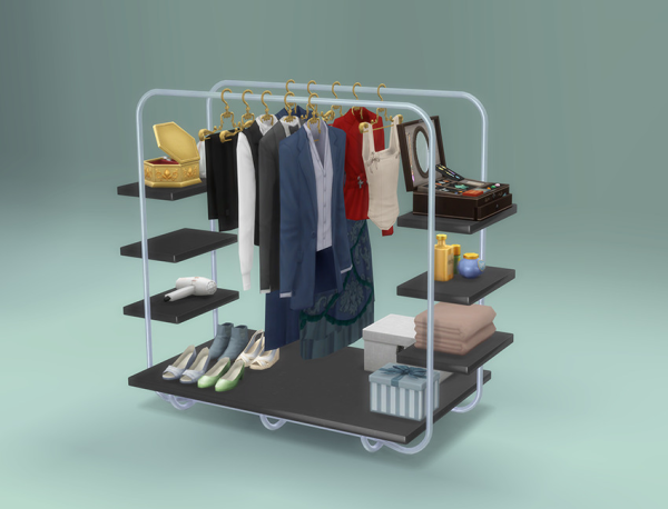 Maxis Match Le Corbusier style Clothes Rack by simsfinds - The Sims 4 Custom Content