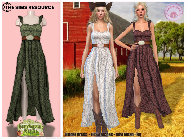 Alpha Countryside Charm Bridal Dress - The Sims 4 Custom Content