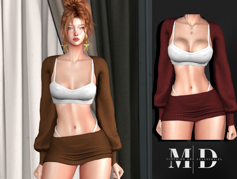Mix Ruby Set Cardigan Skirt by mydarling20 - The Sims 4 Custom Content