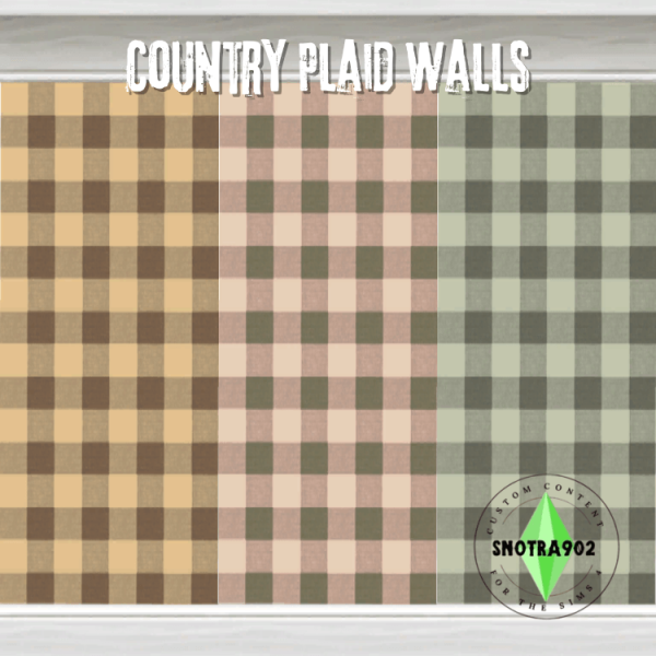 Maxis Match Country Plaid Walls by simsfinds - The Sims 4 Custom Content