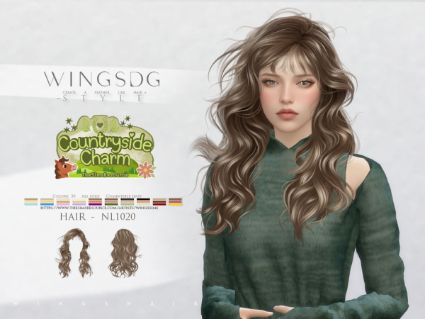 Sims 4 WINGS HAIR-Fluffy long curly hair by wingssims