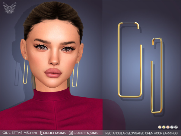 Sims 4 Rectangular Open Hoop Earrings For Adults and Kids by feyona