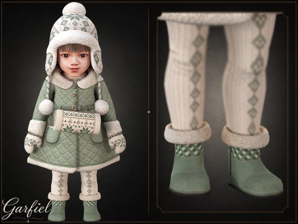 Sims 4 Infant - Winter ankle boots with quilted panels and fleece cuffs by Garfiel