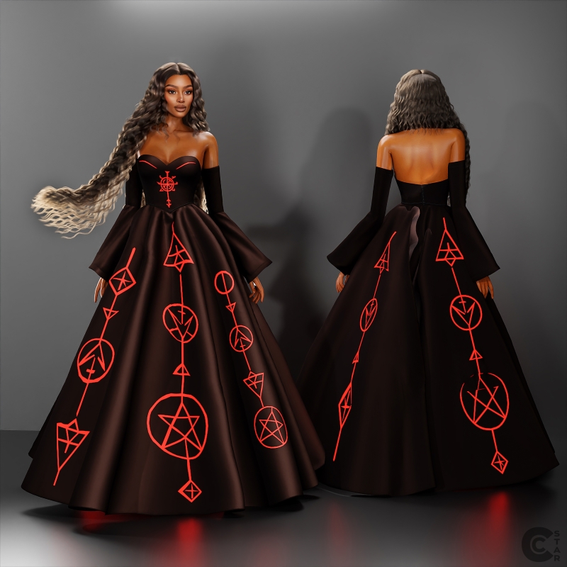 Alpha Luminous Occult Sorceress Gown by cool_content_star - The Sims 4 Custom Content
