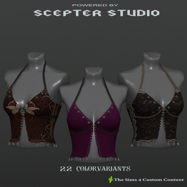 Alpha Drusilla Halter Top by scepterstudio - The Sims 4 Custom Content