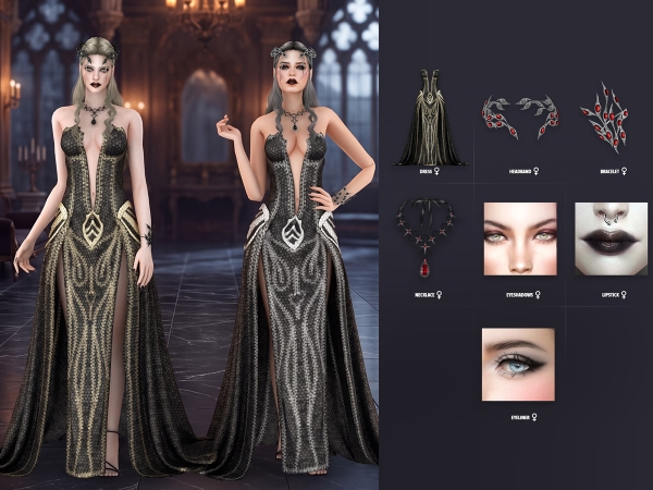 Sims 4 Nightgilded Gown Lookbook