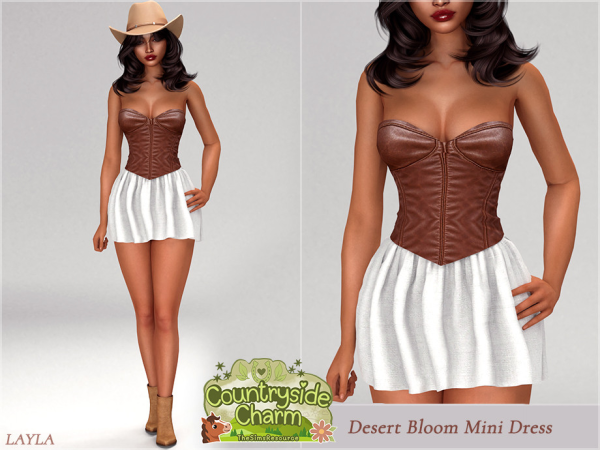 Alpha tsr Layla Desert Bloom Mini Dress - The Sims 4 Custom Content