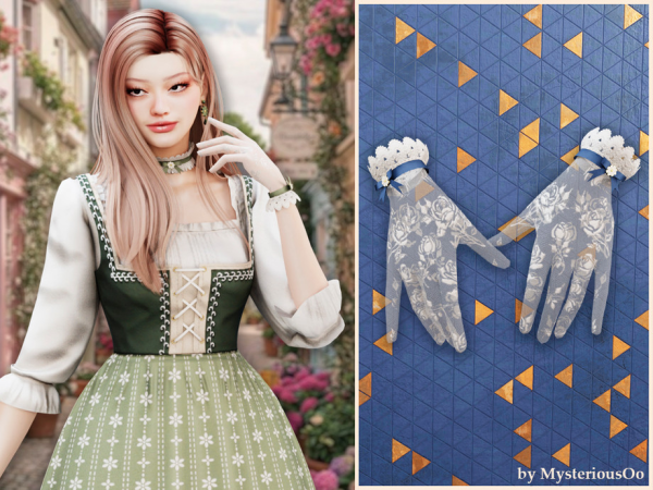 Sims 4 Vintage floral sheer lace gloves by MysteriousOo