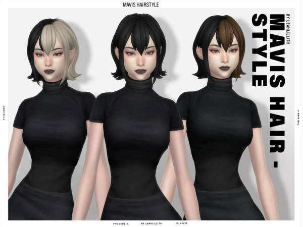 Sims 4 Mavis Bob with Pointy Bangs Hairstyle by Leah_Lillith
