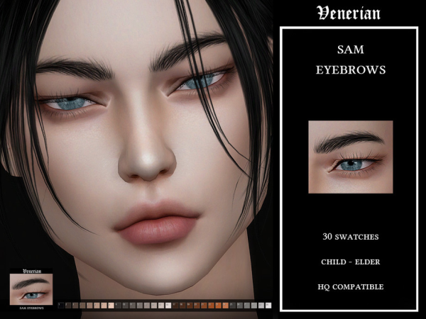 Sims 4 Sam Eyebrows by Venerian by Venerian