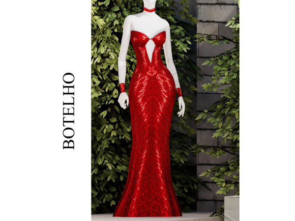 Sims 4 BOTELHO GOWN by chromaticcouture