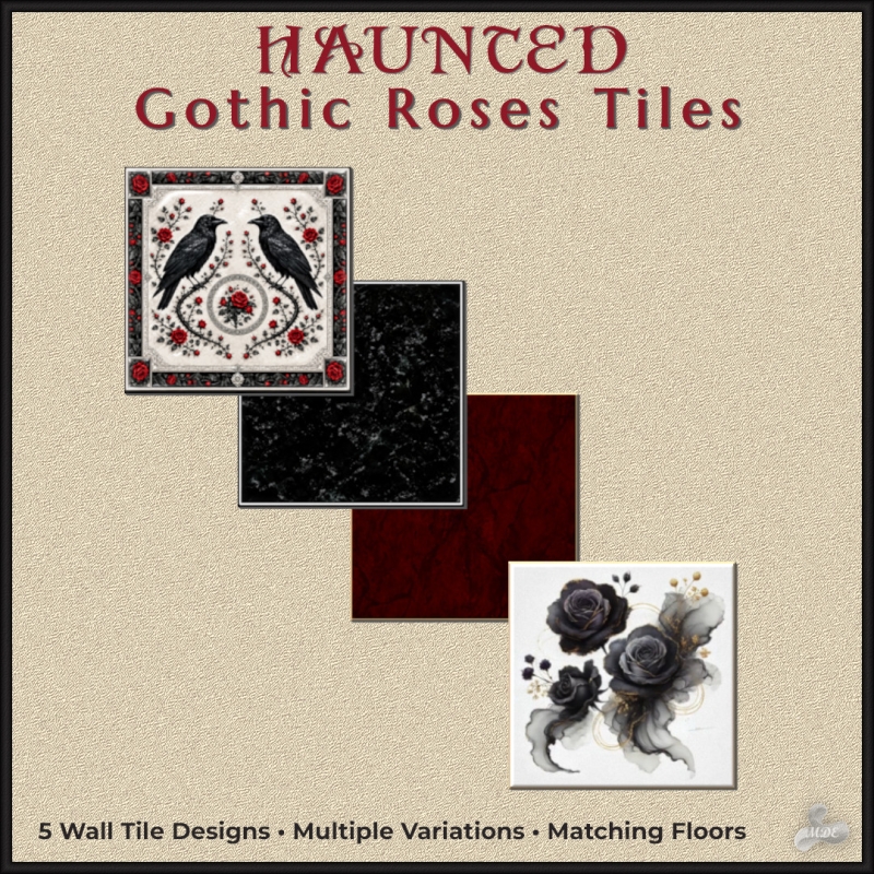Maxis Match Haunted Series Gothic Roses Tiles by mde - The Sims 4 Custom Content