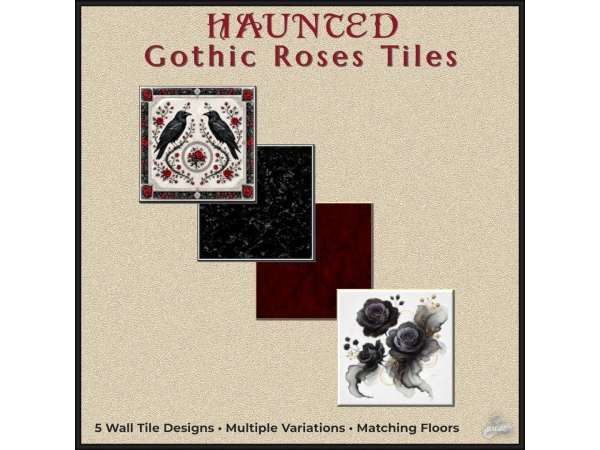 Maxis Match Haunted Series Gothic Roses Tiles - The Sims 4 Custom Content