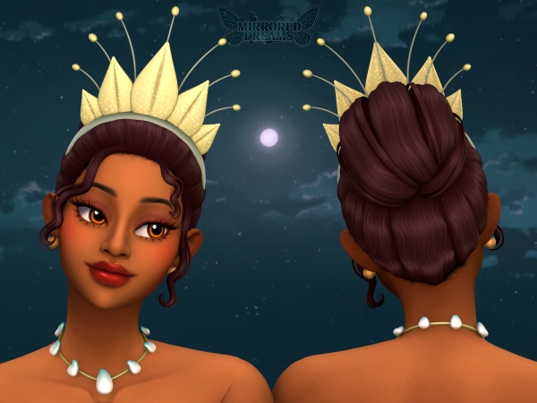 Maxis Match Tianas Hair Headband Gemstone Necklace by mirroreddreamscc - The Sims 4 Custom Content