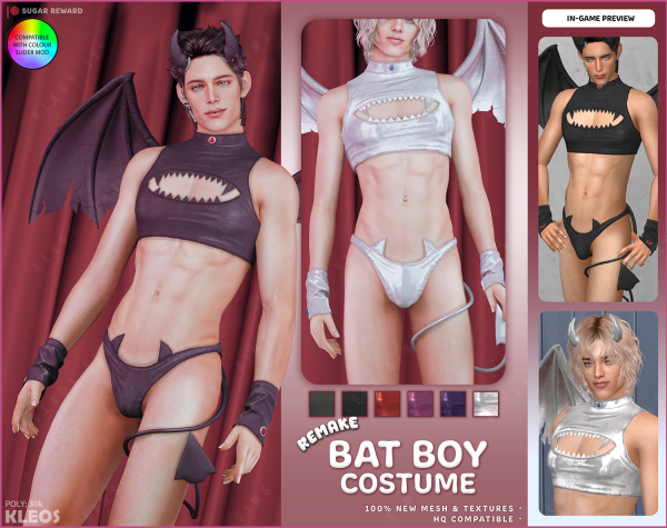 Alpha PEACH Bat Boy Costume by simsfinds - The Sims 4 Custom Content