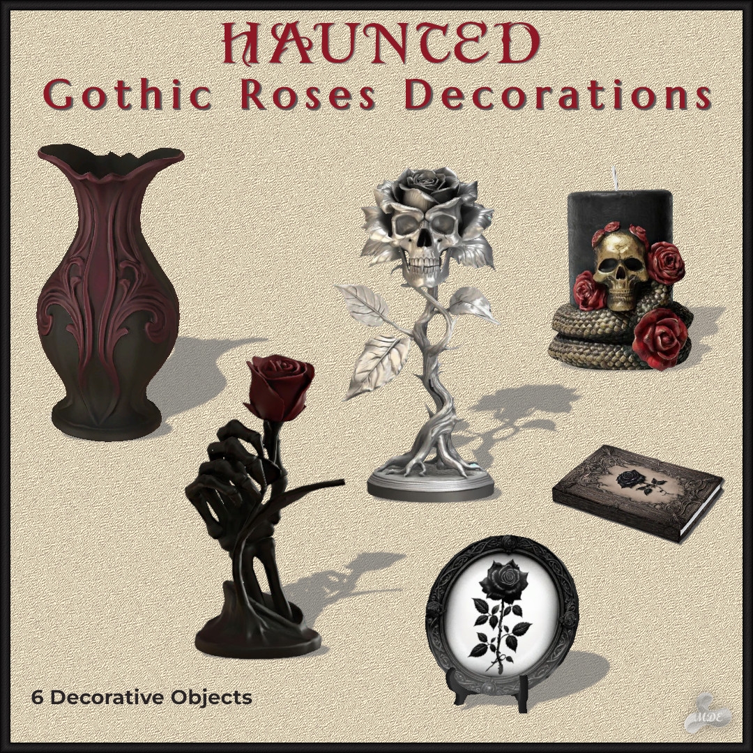 Mix Haunted Series Gothic Roses Decorations by mde - The Sims 4 Custom Content
